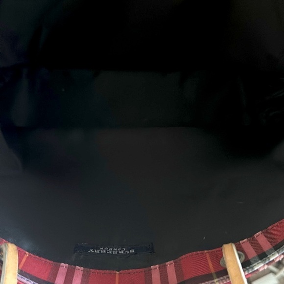đ¤śSALEđ¤śBURBERRY LONDON Tote red canvas bluelabel antique gold trim leather handle - Picture 6 of 6